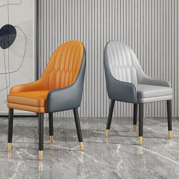 Скандинавские удобные обеденные стулья с черными металлическими ножками Минималистичные дизайнерские обеденные стулья Уникальная кожаная кухонная мебель Silla Home
