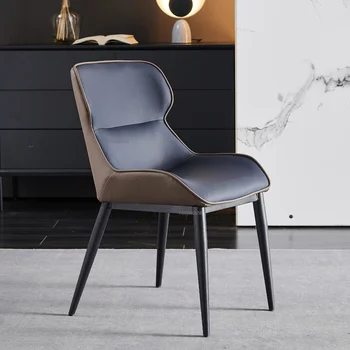 Обеденные стулья из скандинавской кожи для кухонной мебели, домашнего света, роскошного обеденного стола, простой спинки, дизайнерского кресла CN