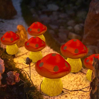 Солнечная грибная осветительная цепь, Наружный сад, Водонепроницаемая декоративная лампа, светодиодное освещение в форме гриба