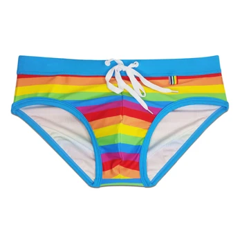 Плавательные штаны Удобные мужские из полиамида и полиэстера, переносная сумка, Радужные сексуальные пляжные купальники для серфинга, Удобные для плавания