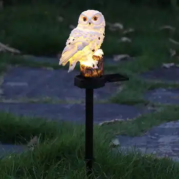 Светодиодный солнечный светильник для лужайки Теплый белый свет в форме совы, наземный светильник для ландшафтного освещения