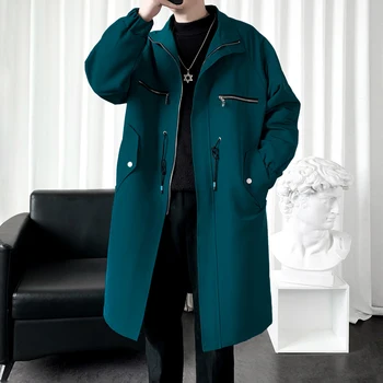 2023 Весенне-Осенний мужской Тренч, модная ветровка, мужское Высококачественное Свободное Удобное Длинное стильное пальто, куртка размера M-XXXL