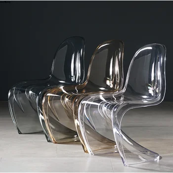Дизайн Ясный Скандинавский Прозрачный Акриловый Обеденный стул для гостиной, отдыха, Креативный Балкон, Спальня, Пластиковая простая мебель из силлы