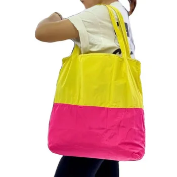 Большая хозяйственная сумка с двухцветным принтом, многоразовая продуктовая сумка большой емкости для кемпинга.