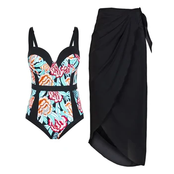 Подтяжки с цветочным принтом в тон, бикини, цельный тонкий купальник 2023, женская однотонная пляжная одежда неправильной формы