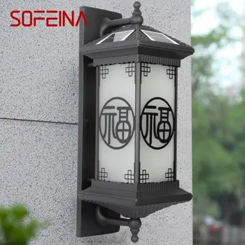 SOFEINA Уличный солнечный настенный светильник для творчества, Черные бра, светодиодные водонепроницаемые IP65 для дома, виллы, балкона, двора