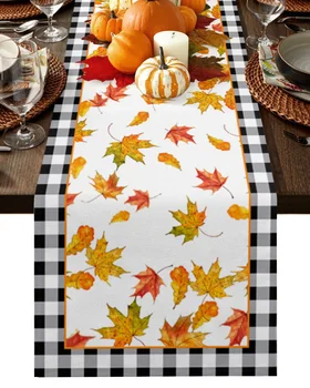 Осенняя настольная дорожка из оранжевых кленовых листьев на День Благодарения, Домашний декор, Украшение обеденного стола, декор стола