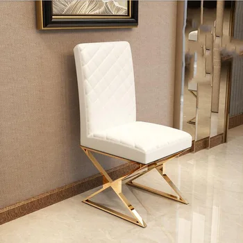 Обеденный стул с рамой из нержавеющей стали, набор из 4 кухонных стульев с золотой спинкой, Современный обеденный стол, шезлонги, точная копия мебели GY50DC
