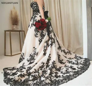 Новое дизайнерское свадебное платье большого размера, черные кружевные свадебные платья с аппликацией, Тюлевые свадебные платья в богемном стиле с открытой спиной