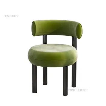 Итальянские минималистичные дизайнерские бархатные обеденные стулья, кресло для макияжа, мебель для столовой, Кремовый обеденный стул Nordic B