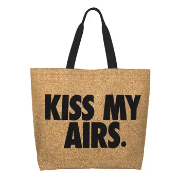 Сумка для покупок с милым принтом Kiss My Airs, прочная холщовая сумка для покупок через плечо