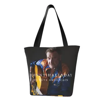 Изготовленные на заказ холщовые сумки для покупок Johnny Hallyday Son Reve Americain, женские портативные сумки для покупок Французской рок-певицы