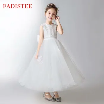 Princess Dress платья для девочек Flower Girl Dresses For Weddings Tulle Lace O-Neck Sleeveless цветочные платья для девочек