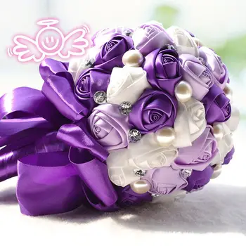 Букет невесты 2019, Свадебный букет, Красивые Высококачественные стразы ручной работы, Искусственный цветок Роза с лентой de noiva