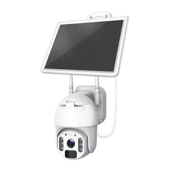 IP-камера видеонаблюдения 3MP PTZ Беспроводная наружная камера безопасности Wifi на солнечной батарее 4G SIM-карта
