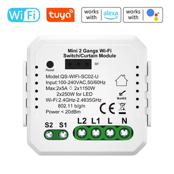 Tu-ya WiFi 3A Занавес 2 Банды Модуль Переключателя APP Control Контроллер Включения-выключения Домашней автоматизации Автоматические Выключатели для домашних приложений