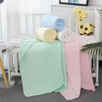 Новый хлопчатобумажный материал, однотонное детское одеяло, удобное для ребенка, приятное для кожи банное полотенце, детское повседневное банное полотенце
