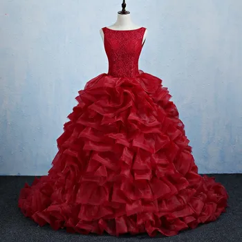 Красные кружевные пышные платья Sweet 16 Princess из органзы, бальное платье для выпускного вечера, платье на 15 лет, vestidos de 15 anos