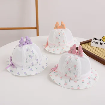 Летняя шляпа для девочки 3-12 месяцев, летняя кепка с козырьком, солнцезащитная шляпа для новорожденных, дышащая детская шляпа от солнца