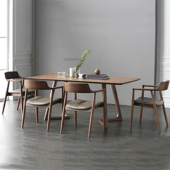 Современные обеденные столы из массива дерева для домашней мебели Прямоугольный стол Креативные простые бытовые Многофункциональные ресторанные столы