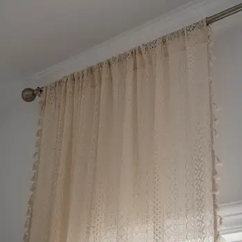 Полезная прозрачная занавеска для окон в стиле бохо с кисточками, занавеска для домашнего декора, Однотонная, простая в установке