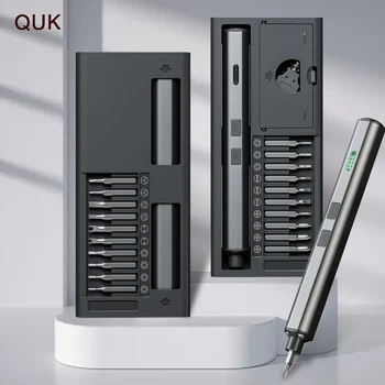 Набор электрических отверток QUK 5V с OLED дисплеем Биты из легированной стали S2 Наборы автоматических электрических отверток Электроинструменты для технического обслуживания