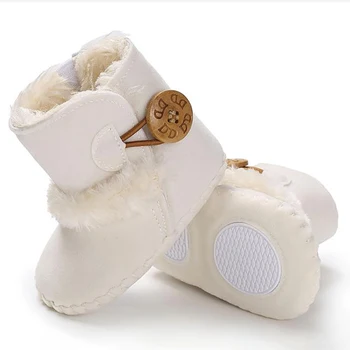 Новые детские осенне-зимние ботинки, зимняя теплая обувь для маленьких девочек и мальчиков, однотонные модные пушистые шарики для малышей, первые ходунки, детская обувь
