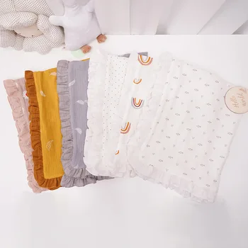 Новое детское одеяло с кружевным принтом, Хлопчатобумажный марлевый шарф для пеленания ребенка, мягкое стеганое одеяло для объятий, оберточное одеяло