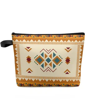 Этническая геометрическая текстура, дорожная косметичка большой емкости, Переносная сумка для хранения макияжа, женский водонепроницаемый пенал